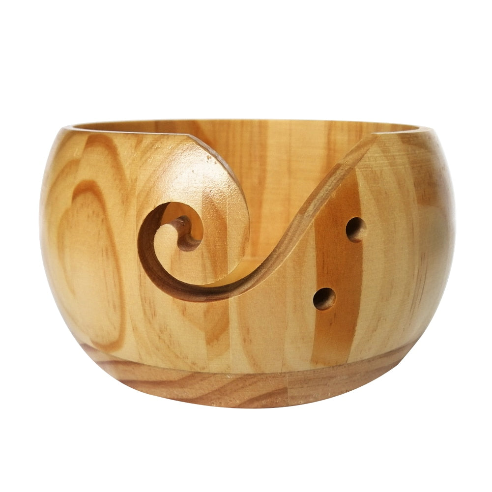 Round Wooden Yarn Bowl